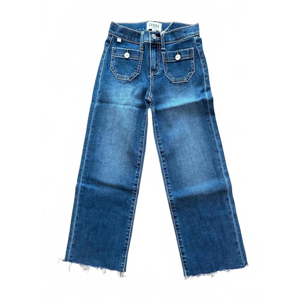 NEW CEROS girl's cori wide leg denim jean in dark wash